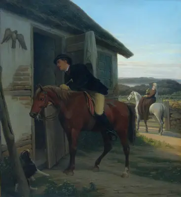 Зонне Ерген Валентин (1801-1890) — «Всадник у крестьянского дома» 1870г