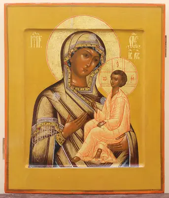 Старинная икона «Богоматерь Тихвинская»